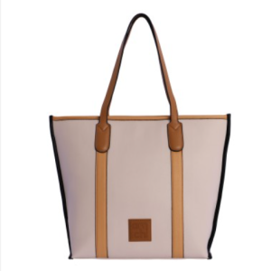 Bolso shopper para mujer Amichi Silvana de piel sintética beige con cremallera