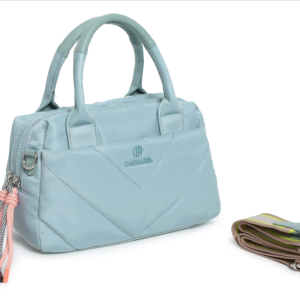 Bolso bandolera con dos asas de mano acolchado sky