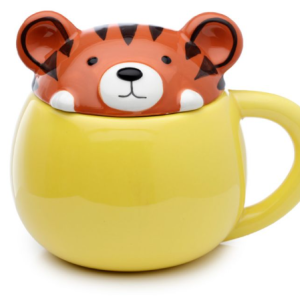Taza de Cerámica con Tapa Tigre Animales Adorables Adoramals
