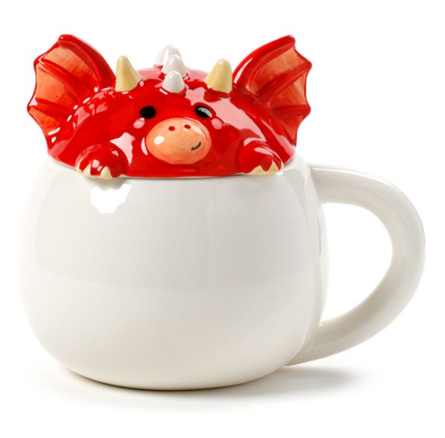 Taza de Cerámica con Tapa Dragón de Gales