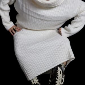 Conjunto de Suéter y Falda de punto - Blanco