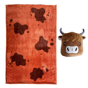 Almohada y Manta de Viaje 2 en 1 Blankeazzz - Vaca Escocesa Highland Coo