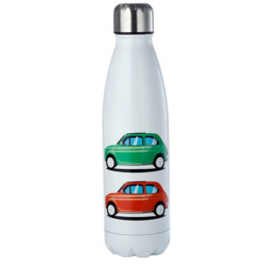 Botella Térmica de Acero Inoxidable - Ilustración Coche Fiat 500 Retro 500ml