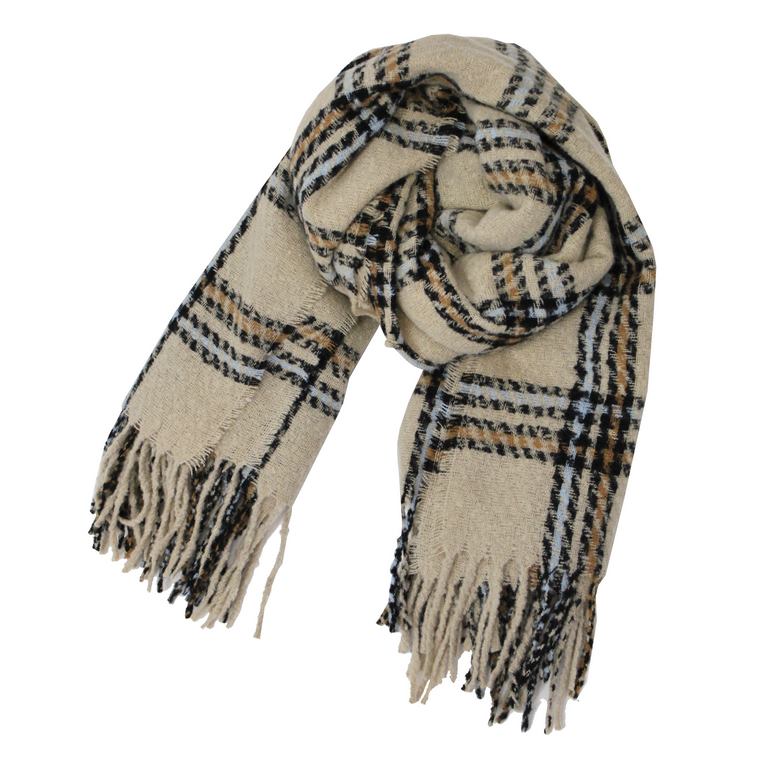 Bufanda Cuadros AMICHI- Tricolor Beige