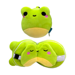Relaxeazzz Silas the Frog de la Marca Adoramals Travel - Pillow & Eye Mask