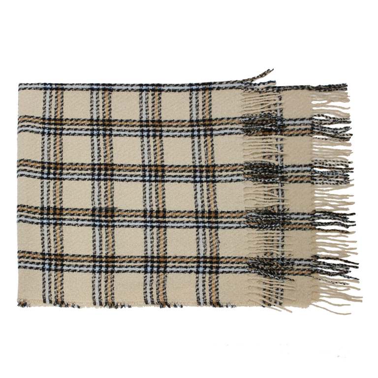 Bufanda Cuadros AMICHI- Tricolor Beige - Imagen 4