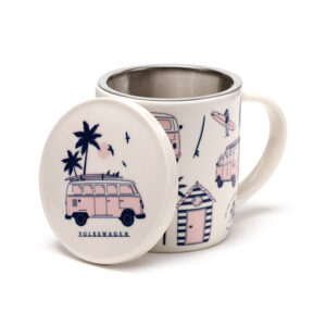 Taza con Tapa para Infusiones - Ilustraciones de la Caravana VW Volkswagen T1 Camper Explora