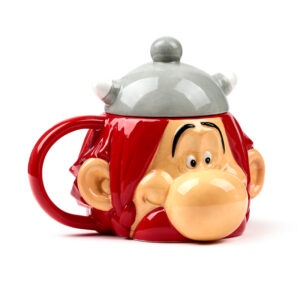 Taza de Cerámica 3D con Forma de Cabeza de Obélix y Tapa con Sombrero