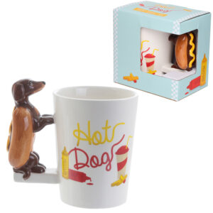 Taza de Cerámica Asa con Forma de Perro Salchicha
