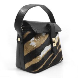 Bolso de Mano Piel Negra - Estampado Cebra