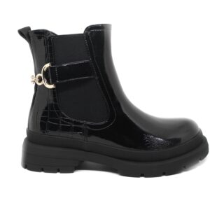 Botas Chelsea Amichi - Beige Suede/Charol Negro