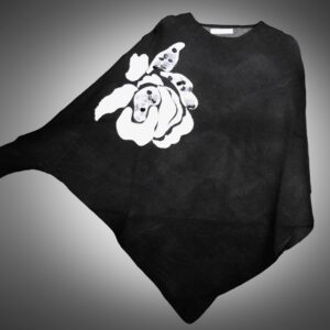 Jersey Capa en Pico - Detalle Flor Bordada con Lentejuelas